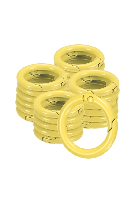 24-Pack Metal Spring O Rings, 5/8" Zinc Alloy Spring Keyring Buckle for Keychains Round Trigger Buckle Chain Rings [Yellow]