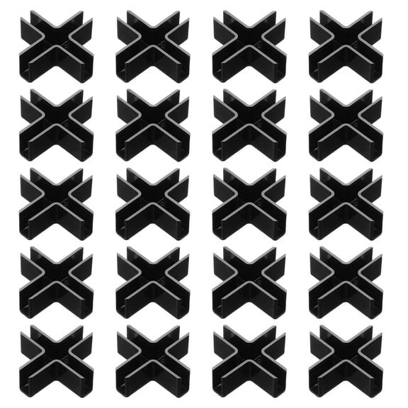 Uxcell 24 Pack Plastic Glass Connector, Cross Shaped Glass to Glass Clamp for 6mm Thick, Fixing Bracket Rimless Clip Holder(6mm, Black)