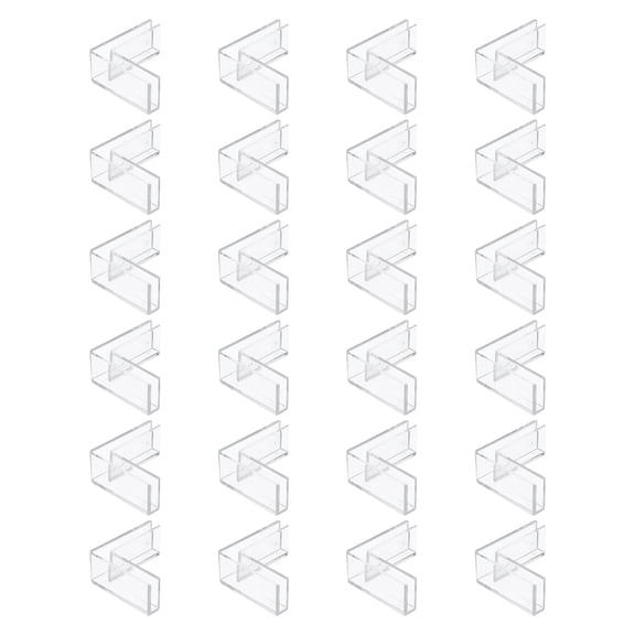 Uxcell 24 Pack Plastic Glass Connector, Suitable for 4mm Thick L Shaped Glass to Glass Clamp, Fixing Bracket Rimless Clip Holder for Aquarium Fish Tank Display Shelves, Transparent