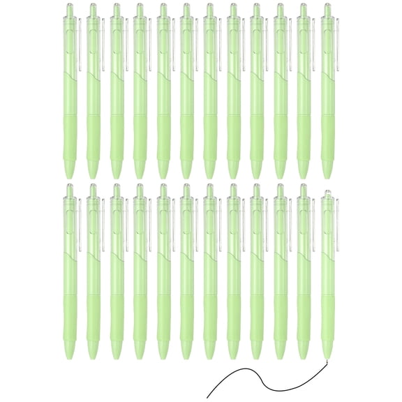 Uxcell 24 Pack Retractable Pens 0.5mm, Black Gel Ink Pens Retractable Ballpoint Pen Fine Point Smooth Writing Cute for Office Home Supplies Journaling Notebook Taking, Green