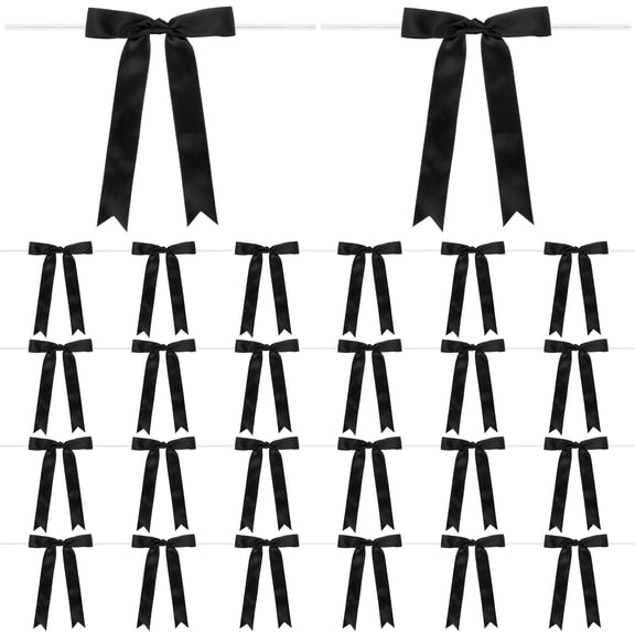 Uxcell 24-Pack Satin Ribbon Twist Tie Bows, 7x5 Inch Bow Twist Ties for Craft DIY/Baked Goods [Black]