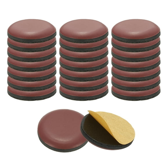 Uxcell 24 Pack Stick Furniture Sliders, 1" Chair Slider Furniture Sliding Pads Round Reusable Glides Glider, Brown