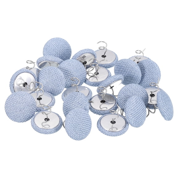 Uxcell 24 Pack Upholstery Tacks Twist Pin, 20mm Bed Skirt Pins Fabric Covered Button Twist Pins for Slipcovers Bed Skirts Armchair Caddies Furniture Cover, Light Blue