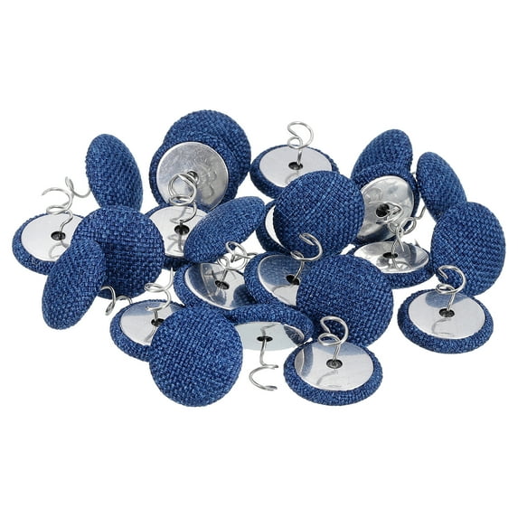Uxcell 24 Pack Upholstery Tacks Twist Pin, 20mm Bed Skirt Pins Fabric Covered Button Twist Pins for Slipcovers Bed Skirts, Dark Blue