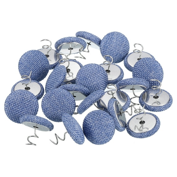 Uxcell 24 Pack Upholstery Tacks Twist Pin, 20mm Bed Skirt Pins Fabric Covered Button Twist Pins for Slipcovers Bed Skirts Armchair Caddies Furniture Cover, Lake Blue