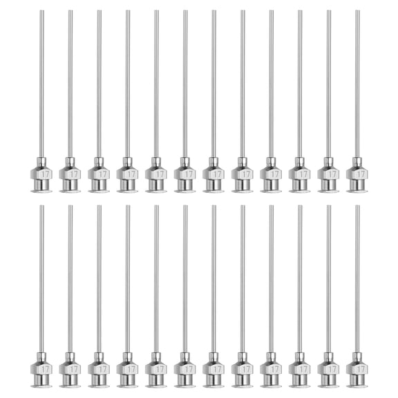 Uxcell 24 Pcs 17G 2 Inch Blunt Tip Dispensing Needle with Lure Lock for Refilling Liquid Inks Adhesives