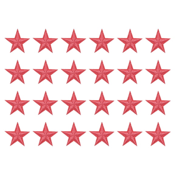 Uxcell 24 Pcs 5 Star Patches Iron on Patches Light Red Embroidered Patches Appliques Embellishments 1.1'' Repair Patch
