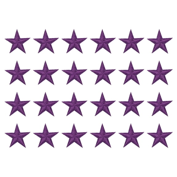 Uxcell 24 Pcs 5Star Patches Iron on Patches Purple Embroidered Patches Appliques Embellishments 1.1IN Repair Patch