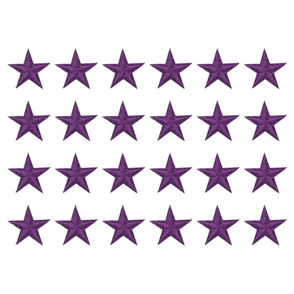 Uxcell 24 Pcs 5Star Patches Iron on Patches Purple Embroidered Patches Appliques Embellishments 1.1IN Repair Patch