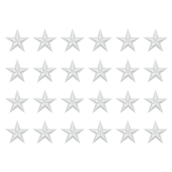 Uxcell 24 Pcs 5Star Patches Iron on Patches White Embroidered Patches Appliques Embellishments 1.1IN Repair Patch