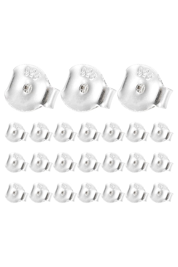 24 Pcs 925 Silver Sterling Earring Backs for Studs, Silver Tone 0.2x0.19