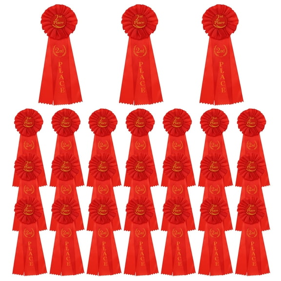 Uxcell 24 Pcs Award Ribbons, 2nd Place Winner Recognition Ribbon for Competition Sports Event, Red
