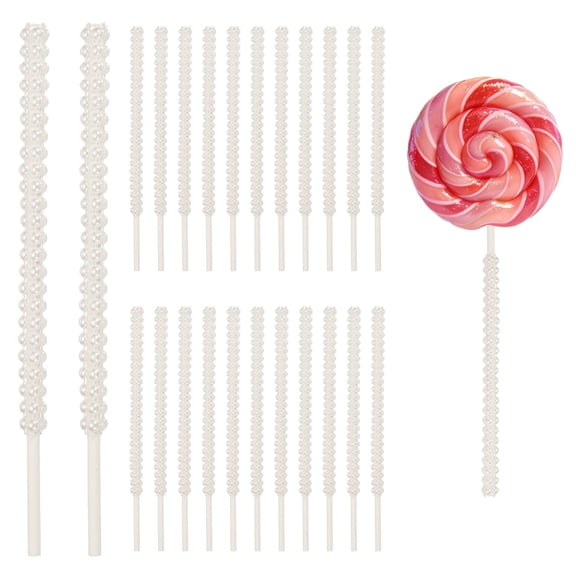 Uxcell 24 Pcs Bling Cake Lollipop Sticks, Glitter Rhinestone Lollipop Sticks Candy Apple Stick for Chocolate Fruit Dessert Table Shower, Birthday Wedding Christmas, Pearl