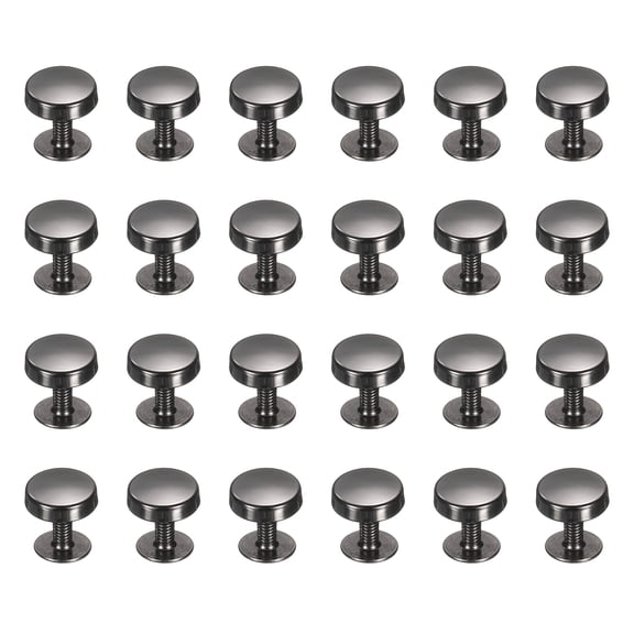 Uxcell 24 Pcs Flat Head Button Stud 10mm Screw Back Rivets Stud Set, Black