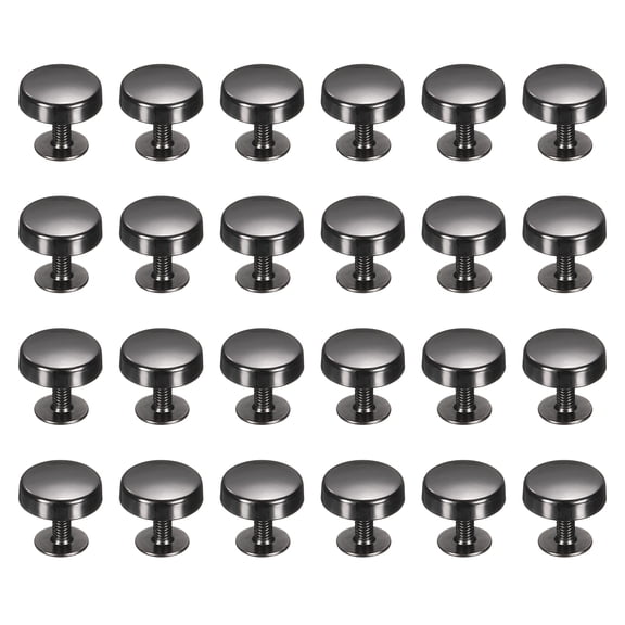 Uxcell 24 Pcs Flat Head Button Stud 12mm Screw Back Rivets Stud Set, Black
