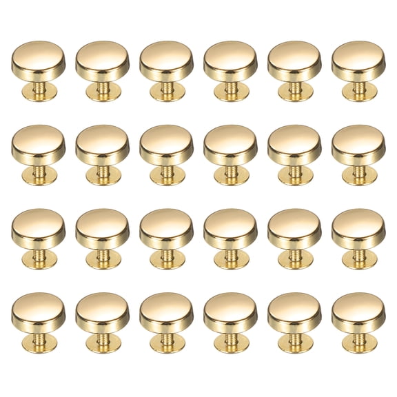 Uxcell 24 Pcs Flat Head Button Stud 12mm Screw Back Rivets Stud Set, Gold