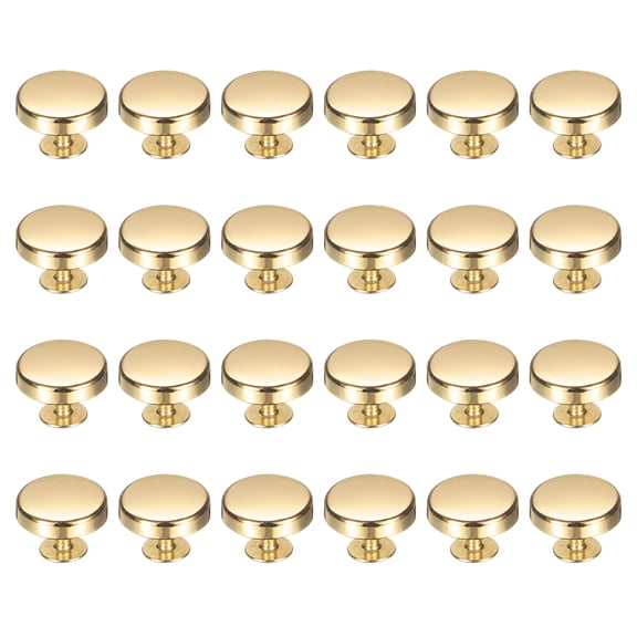 Uxcell 24 Pcs Flat Head Button Stud 15mm Screw Back Rivets Stud Set, Gold