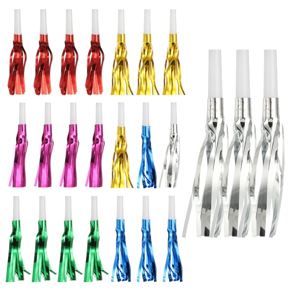 Uxcell 24 Pcs Fringed Noise Makers, Metallic Fringe Party Blowers Party Favors for Sports Events Birthday Parties Graduation Ceremonies Christmas New Year Gift Decorations, Colorful