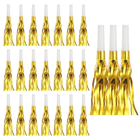 Uxcell 24 Pcs Fringed Noise Makers, Metallic Fringe Party Blowers Party Favors for Sports Events Birthday Parties Graduation Ceremonies Christmas New Year Gift Decorations, Gold Tone