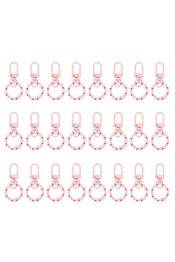 24 Pcs Lobster Claw Clasp, Colorful Metal Keychain Clasp Swivel Hooks with Spring Key Rings Trigger Clips for Bag Door Key Chains DIY Craft Jewelry Making, Dots Pink