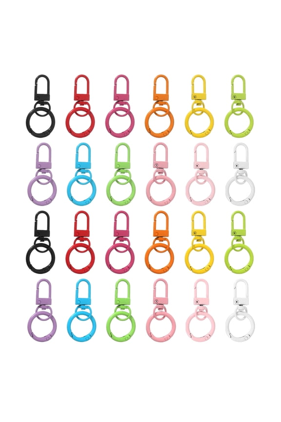 24 Pcs Lobster Claw Clasp, Colorful Metal Keychain Clasp Swivel Hooks with Spring Key Rings Trigger Clips for Bag Door Key Chains DIY Craft Jewelry Making, Multicolor