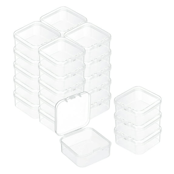 Uxcell 24 Pcs Mini Clear Plastic Containers Box, 1.8"x1.8" Square Holder Plastic Case