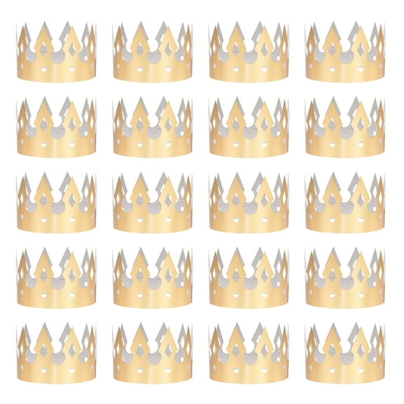 Uxcell 24 Pcs Paper Crowns Gold Foil Crown for Birthday,Classic Hollow Style