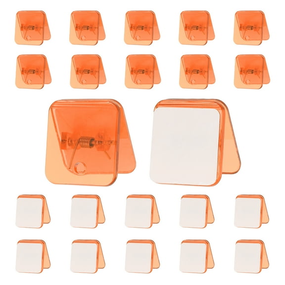 Uxcell 24 Pcs Plastic Self Adhesive Clips Sticky Clips Wall Clips Photo Clip, Orange