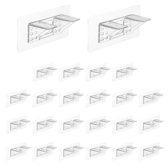 Uxcell 24 Pcs Plastic Shelf Support Peg, Double Row Large Self Adhesive Bracket with Screw Holes, Clear Partition Pin