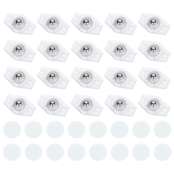 Uxcell 24 Pcs Self Adhesive Caster Wheels for Furniture (Clear, 1 Steel Rolling Ball)