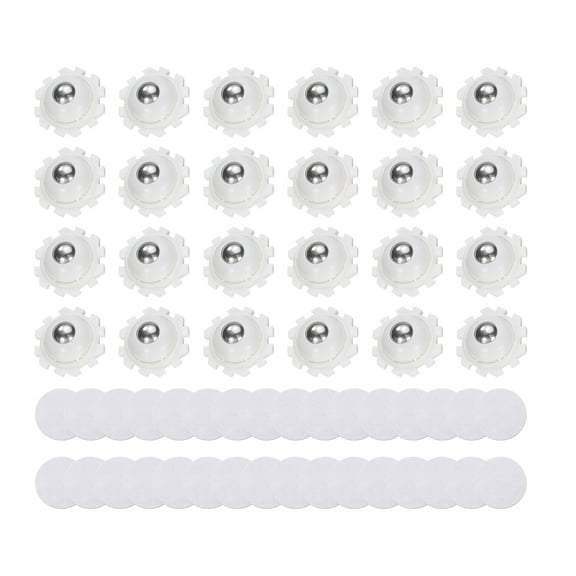 Uxcell 24 Pcs Self Adhesive Mini Caster Wheels 1 Inch, White (1 Steel Rolling Ball)