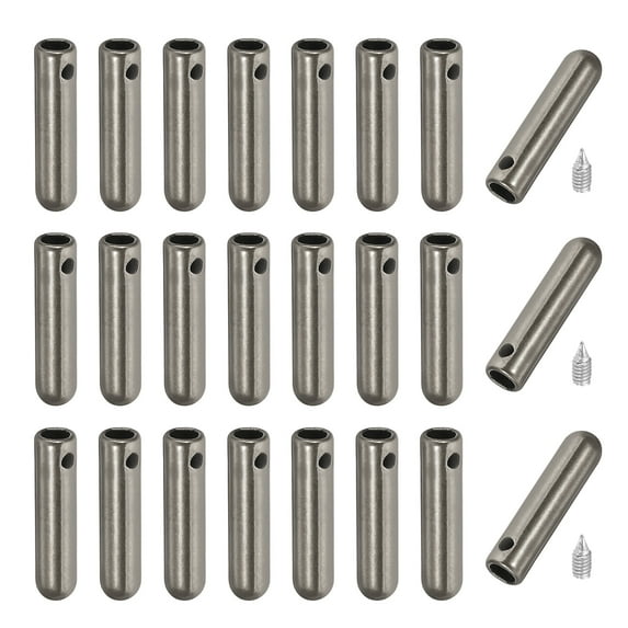 Uxcell 24Pcs Shoelace Tips with Screw Alloy 0.98" Aglets End Tip Vintage Silver