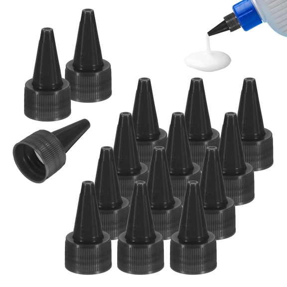 Uxcell 24 Pcs Snip Tip Applicator, 0.79" Extra Tips Caps for Glue Replacement Plastic Adhesive Nozzle and Caps Precision Applicator for Glue Bottle Adhesive Tubes Dispensing, Black