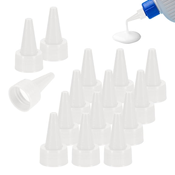 Uxcell 24 Pcs Snip Tip Applicator, 0.94" Extra Tips Caps for Glue Replacement Plastic Adhesive Nozzle and Caps Precision Applicator for Glue Bottle Adhesive Tubes Dispensing, White