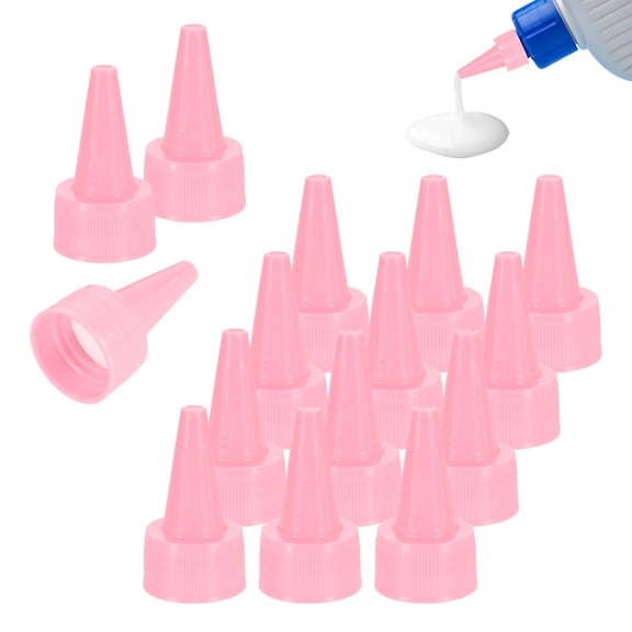 Uxcell 24 Pcs Snip Tip Applicator, 0.94" Extra Tips Caps for Glue Replacement Plastic Adhesive Nozzle and Caps Precision Applicator for Glue Bottle Adhesive Tubes Dispensing, Pink