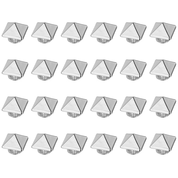 Uxcell 24 Pcs Square Spike Studs Rivets 12mm Metal Leather Rivets, Silver