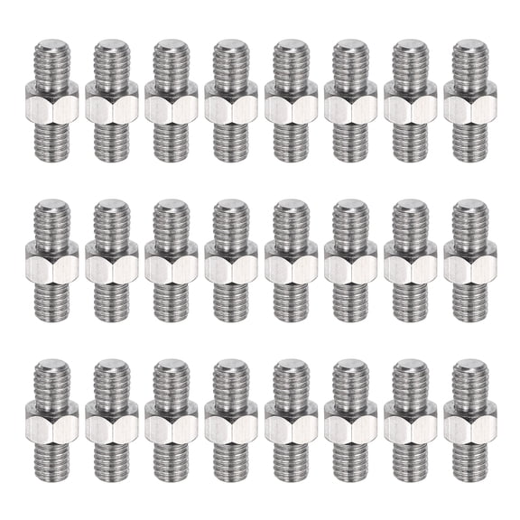 Uxcell 24 Pcs Stainless Steel Double Ended Stud Nut, M5x16mm Male to Male Double End Threaded Stud for Industrial Use, Mechanical Repairing, CPU Cooler