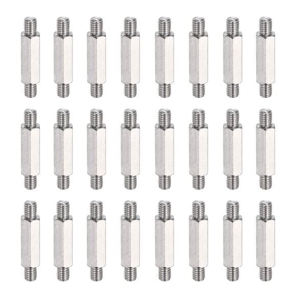 Uxcell 24 Pcs Stainless Steel Double Ended Stud Nut, M5x30mm Male to Male Double End Threaded Stud for Industrial Use, Mechanical Repairing, CPU Cooler