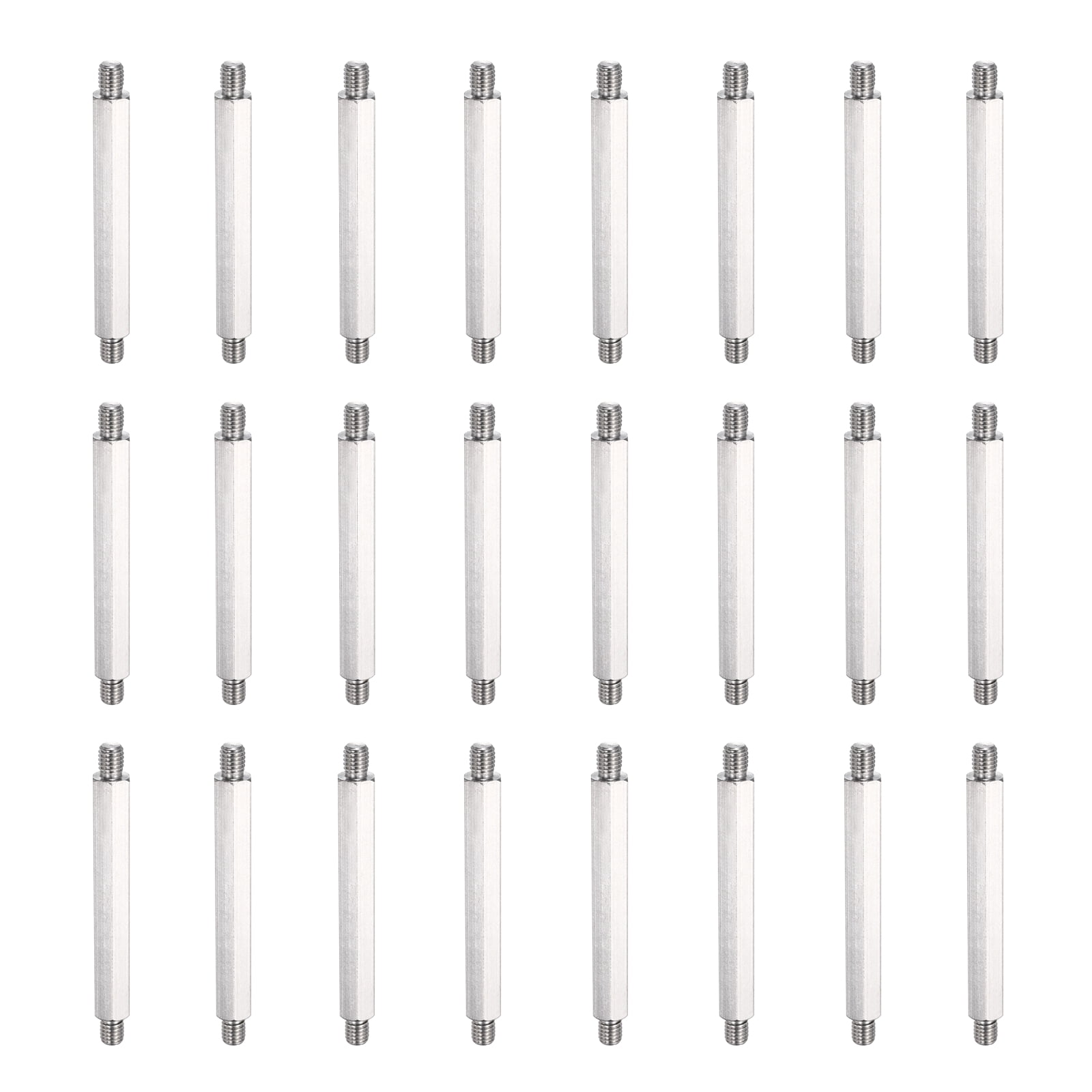 Uxcell 24 Pcs Stainless Steel Double Ended Stud Nut, M5x62mm Male to Male Double End Threaded Stud for Industrial Use, Mechanical Repairing, CPU Cooler