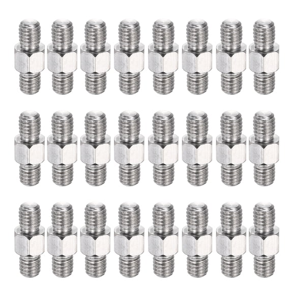Uxcell 24 Pcs Stainless Steel Double Ended Stud Nut, M6x20mm Male to Male Double End Threaded Stud for Industrial Use, Mechanical Repairing, CPU Cooler