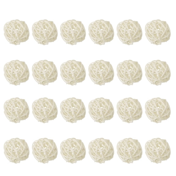 Uxcell 24 Pcs Wicker Rattan Balls 2 Inch Rattan Decorative Balls Vase Fillers for Wedding Party Centerpiece Bowls Home Decoration, Beige