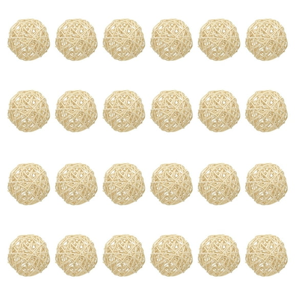 Uxcell 24 Pcs Wicker Rattan Balls 3.1" Vase Fillers for Home Decoration, Wood