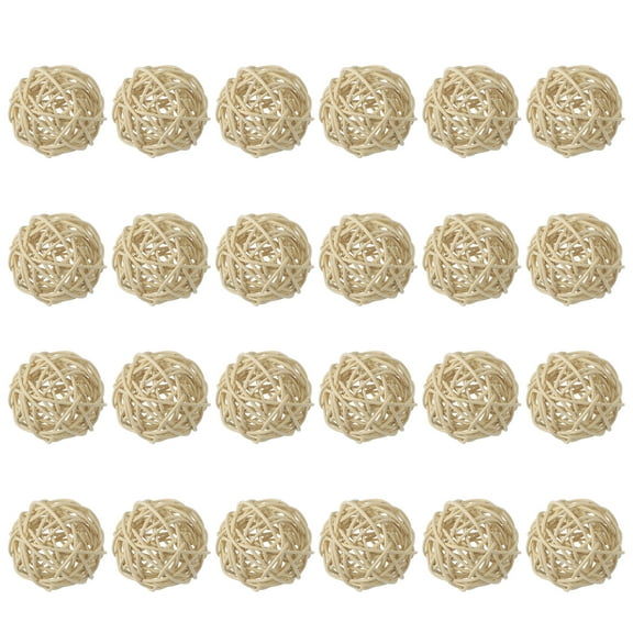 Uxcell 24 Pcs Wicker Rattan Balls 2 Inch Rattan Decorative Balls Vase Fillers for Wedding Party Centerpiece Bowls Home Decoration, Wood