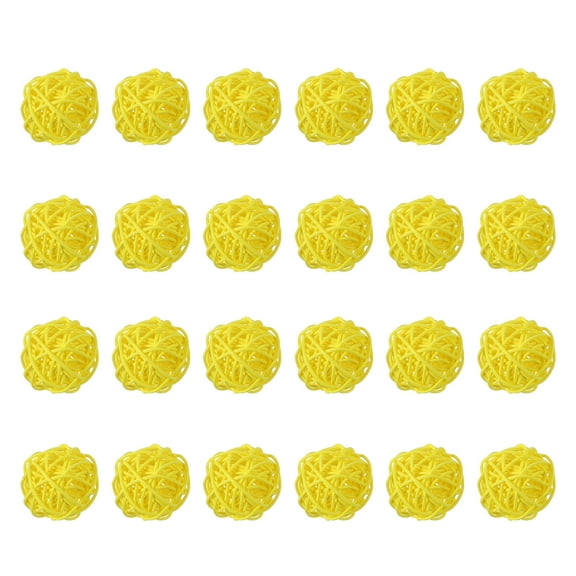 Uxcell 24 Pcs Wicker Rattan Balls 2 Inch Rattan Decorative Balls Vase Fillers for Wedding Party Centerpiece Bowls Home Decoration, Yellow