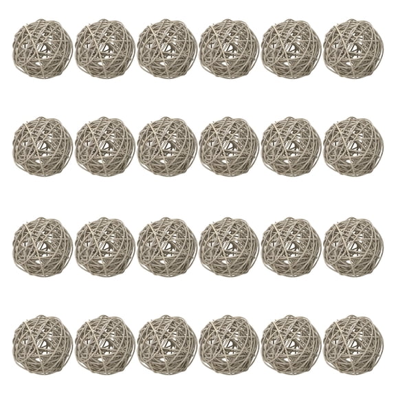 Uxcell 24 Pcs Wicker Rattan Balls 3.1 Inch Rattan Decorative Balls Vase Fillers for Wedding Party Centerpiece Bowls Home Decoration, Gray