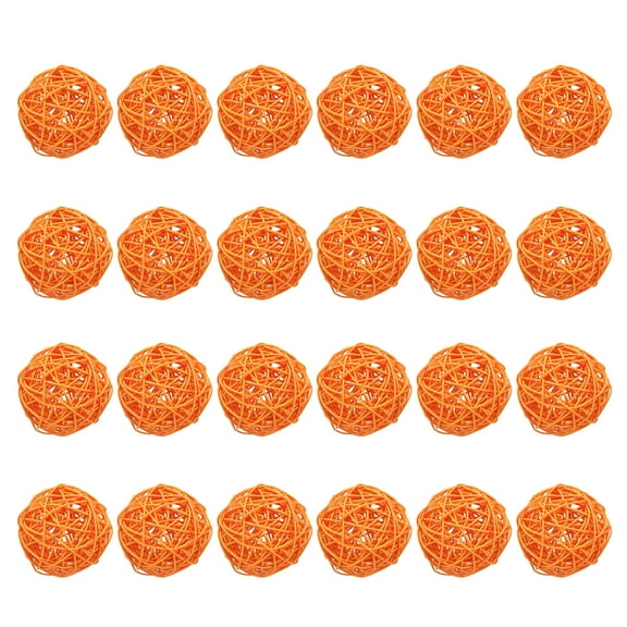 Uxcell 24 Pcs Wicker Rattan Balls 3.1 Inch Rattan Decorative Balls Vase Fillers for Wedding Party Centerpiece Bowls Home Decoration, Orange