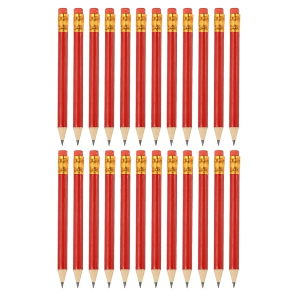 Uxcell 24 Pieces Golf Pencils, 4" Mini Pre Sharpened Pencils #2 HB Short Graphite Pencils Bulk with Eraser, Red