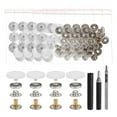 thumbnail image 1 of Uxcell 24 Set Leather Snap Fasteners Kit 17mm Metal Button Snaps Press Studs Leather Rivets Snaps with 3 Setter Tools, Beige Color, 1 of 6