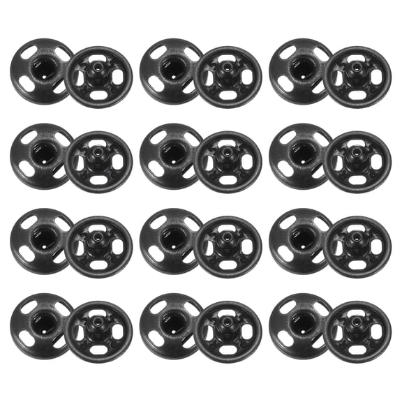 Uxcell 24 Set Sew-on Snap Buttons 10mm Metal Snap Fastener Buttons, Black