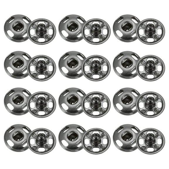 Uxcell 24 Set Sew-on Snap Buttons 12mm Metal Snap Fastener Buttons, Gunmetal